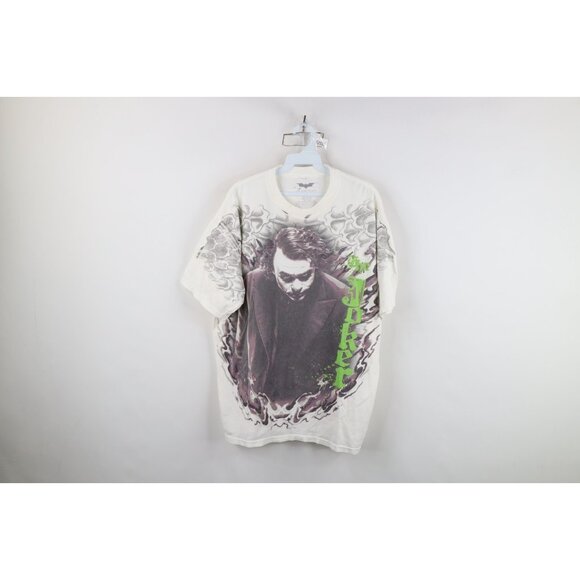 Vintage Y2K Mens XL Heath Ledger Batman The Joker All Over Print T-Shirt White - Picture 1 of 15